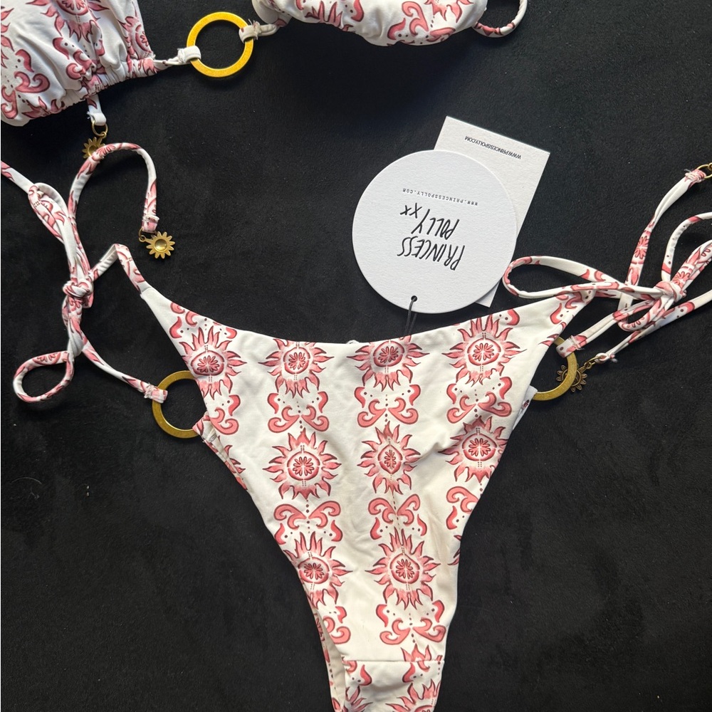 Princess Polly Salmar Triangle Ring Bikini Top White / Red - Picture 4 of 5